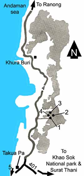 Map to Sri Phang Nga national park